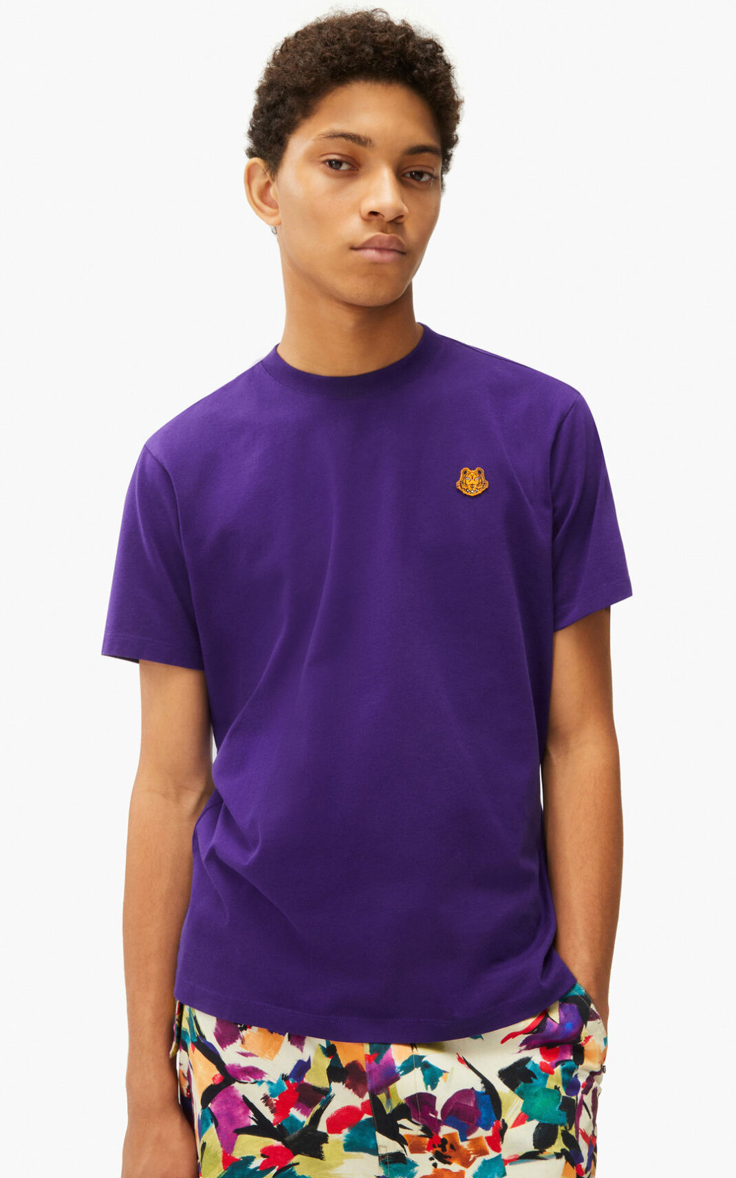 T Shirt Kenzo Homme Tiger Crest Violette JSZDT-3695